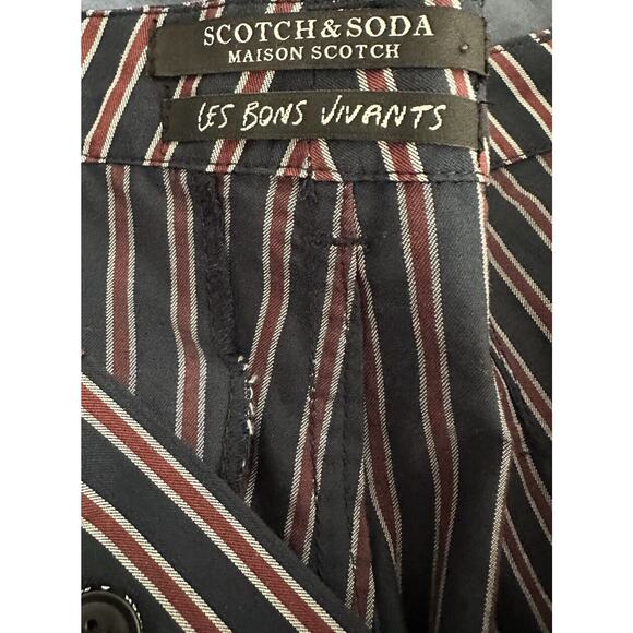 Scotch & Soda Women's Blue Stripe Cropped Button Fly Pleat Trouser Pants XS - Picture 4 of 6